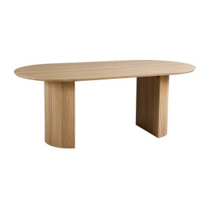 Table à manger VAGOS – 200x100 cm – Coloris chêne naturel – Plateau MDF 3D – Design contemporain et chaleureux 
