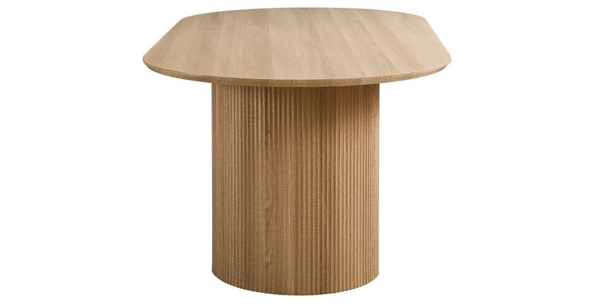 Table à manger VAGOS – 200x100 cm – Coloris chêne naturel – Plateau MDF 3D – Design contemporain et chaleureux 