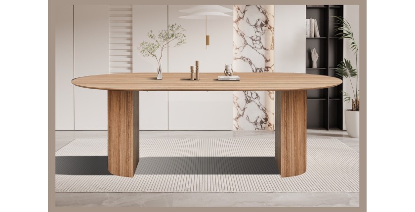 Table à manger VAGOS – 220x110 cm – Coloris chêne vieilli – Plateau MDF  – Design contemporain spacieux 