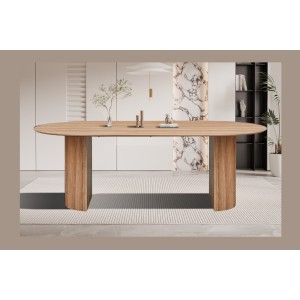 Table à manger VAGOS – 220x110 cm – Coloris chêne vieilli – Plateau MDF  – Design contemporain spacieux 