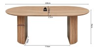 Table à manger VAGOS – 220x110 cm – Coloris chêne vieilli – Plateau MDF  – Design contemporain spacieux 