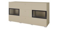 Buffet RAMOS 130 cm – Hellbeige – 2 Glastüren und 3 Schubladen – Ohne LED