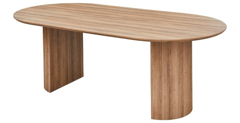 Table à manger VAGOS – 220x110 cm – Coloris chêne vieilli – Plateau MDF  – Design contemporain spacieux 