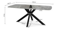 Table à manger ARVENA – 180x90 cm – Coloris pierre marbré – Plateau effet pierre – Design moderne et élégant 