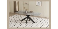 Table à manger ARVENA – 180x90 cm – Coloris pierre marbré – Plateau effet pierre – Design moderne et élégant 
