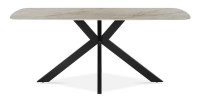 Table à manger ARVENA – 180x90 cm – Coloris pierre marbré beige – Plateau effet pierre – Design élégant et moderne 
