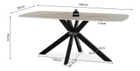 Table à manger ARVENA – 180x90 cm – Coloris pierre marbré beige – Plateau effet pierre – Design élégant et moderne 