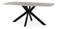 Table à manger ARVENA – 180x90 cm – Coloris pierre marbré beige – Plateau effet pierre – Design élégant et moderne 