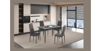 Buffet RAMOS 130 cm – Hellbeige – 2 Glastüren und 3 Schubladen – Ohne LED