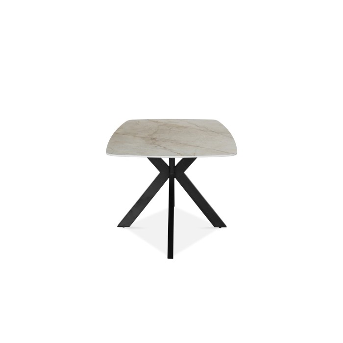 Table à manger ARVENA – 180x90 cm – Coloris pierre marbré beige – Plateau effet pierre – Design élégant et moderne 