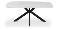 Table ARVENA 180x90 cm – Coloris pierre grise – Table salle à manger design – Plateau effet pierre et métal 