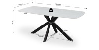 Table ARVENA 180x90 cm – Coloris pierre grise – Table salle à manger design – Plateau effet pierre et métal 