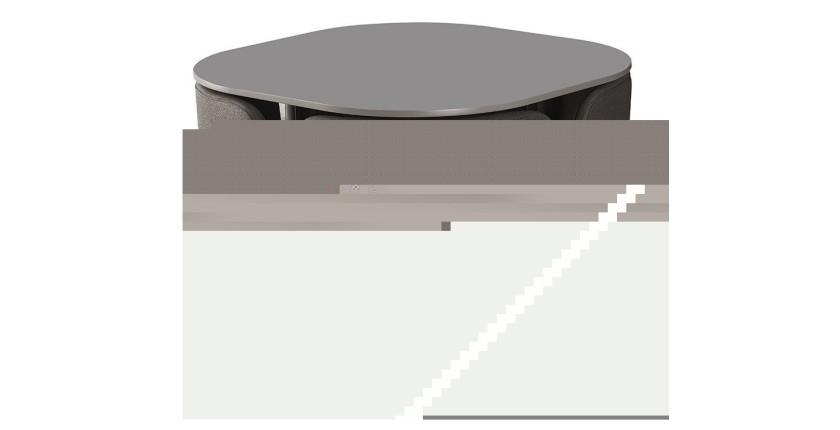 Table ARVENA 180x90 cm – Coloris pierre grise – Table salle à manger design – Plateau effet pierre et métal 