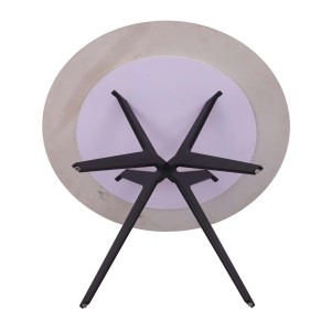 Table à manger ronde ARVENA – 110 cm – Plateau en pierre frittée – Coloris blanc – Design métal élégant 