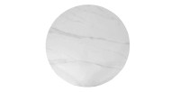 Table à manger ronde ARVENA – 110 cm – Plateau en pierre frittée – Coloris blanc – Design métal élégant 