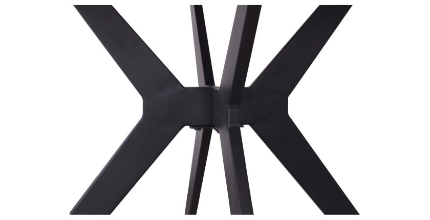 Table à manger ronde ARVENA – 110 cm – Plateau en pierre frittée – Coloris blanc – Design métal élégant 