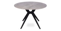 Table à manger ronde ARVENA – 110 cm – Plateau en pierre frittée – Coloris gris – Design contemporain et robuste 
