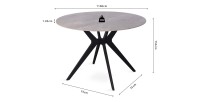 Table à manger ronde ARVENA – 110 cm – Plateau en pierre frittée – Coloris gris – Design contemporain et robuste 