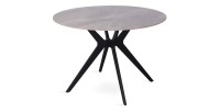 Table à manger ronde ARVENA – 110 cm – Plateau en pierre frittée – Coloris gris – Design contemporain et robuste 