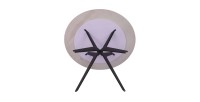 Table à manger ronde ARVENA – 110 cm – Plateau en pierre frittée – Coloris gris – Design contemporain et robuste 