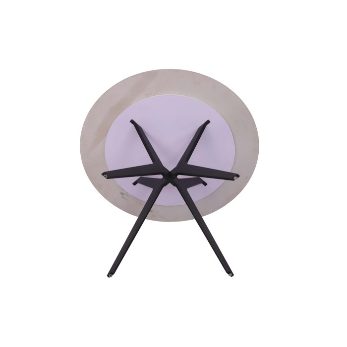 Table à manger ronde ARVENA – 110 cm – Plateau en pierre frittée – Coloris gris – Design contemporain et robuste 