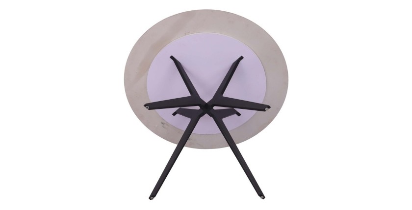 Table à manger ronde ARVENA – 110 cm – Plateau en pierre frittée – Coloris gris – Design contemporain et robuste 