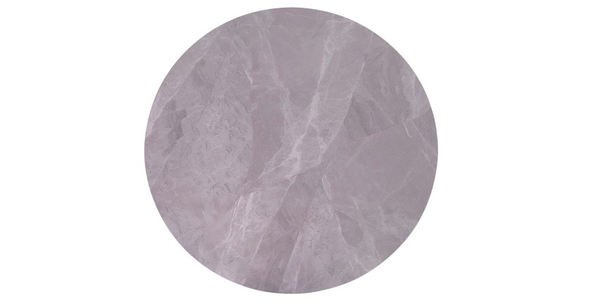 Table à manger ronde ARVENA – 110 cm – Plateau en pierre frittée – Coloris gris – Design contemporain et robuste 