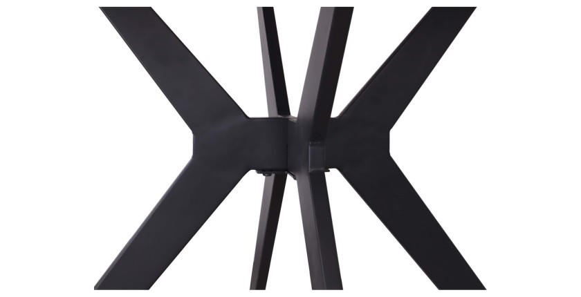 Table à manger ronde ARVENA – 110 cm – Plateau en pierre frittée – Coloris gris – Design contemporain et robuste 