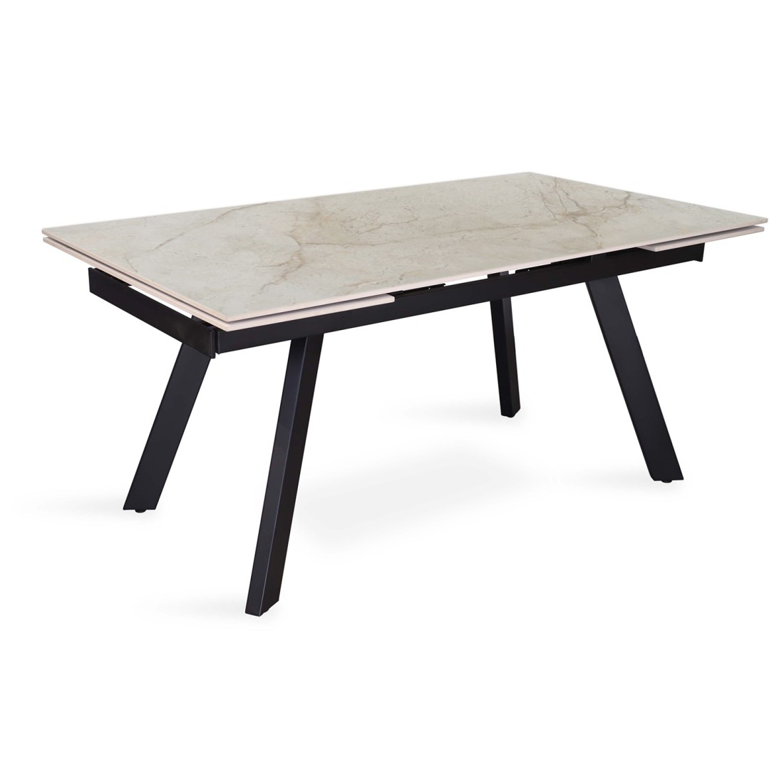 Table extensible LAROS – 160 à 240 cm – Plateau en pierre marbré beige – Structure métal – Design haut de gamme 