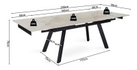 Table extensible LAROS – 160 à 240 cm – Plateau en pierre marbré beige – Structure métal – Design haut de gamme 