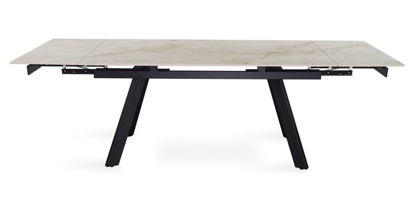 Table extensible LAROS – 160 à 240 cm – Plateau en pierre marbré beige – Structure métal – Design haut de gamme 