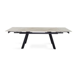 Table extensible LAROS – 160 à 240 cm – Plateau en pierre marbré beige – Structure métal – Design haut de gamme 