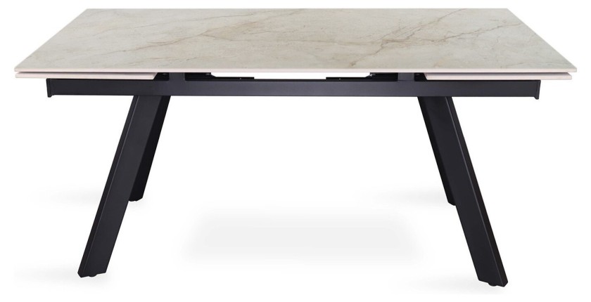 Table extensible LAROS – 160 à 240 cm – Plateau en pierre marbré beige – Structure métal – Design haut de gamme 