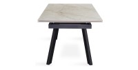 Table extensible LAROS – 160 à 240 cm – Plateau en pierre marbré beige – Structure métal – Design haut de gamme 