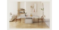Table à manger TARAVI – 220 cm – Design béton – Coloris ciment beige – Plateau et pieds en MDF 