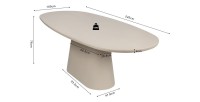 Table à manger TARAVI – 220 cm – Design béton – Coloris ciment beige – Plateau et pieds en MDF 