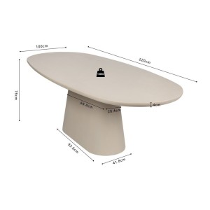 Table à manger TARAVI – 220 cm – Design béton – Coloris ciment beige – Plateau et pieds en MDF 