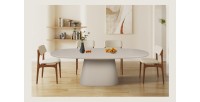 Table à manger TARAVI – 220 cm – Design béton – Coloris ciment beige – Plateau et pieds en MDF 