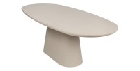 Table à manger TARAVI – 220 cm – Design béton – Coloris ciment beige – Plateau et pieds en MDF 