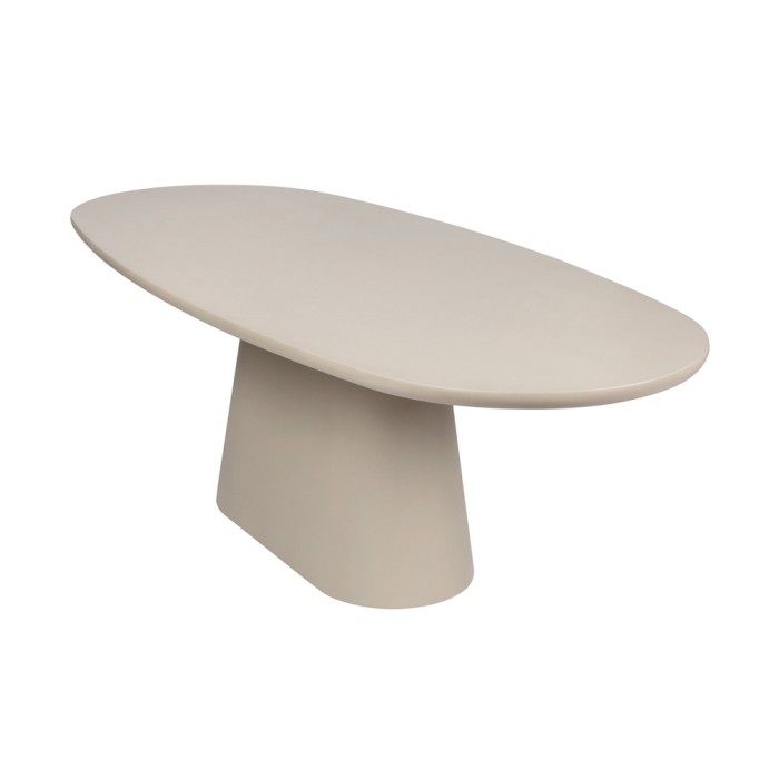 Table à manger TARAVI – 220 cm – Design béton – Coloris ciment beige – Plateau et pieds en MDF 