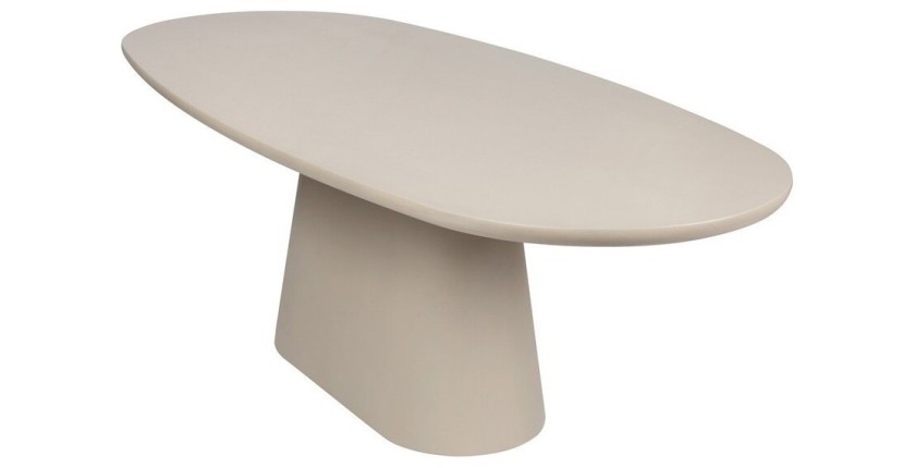 Table à manger TARAVI – 220 cm – Design béton – Coloris ciment beige – Plateau et pieds en MDF 