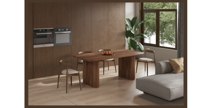 Table à manger TALVORA – 200 cm – Bois de manguier massif – Style contemporain – Finition naturelle robuste 