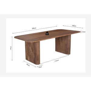 Table à manger TALVORA – 200 cm – Bois de manguier massif – Style contemporain – Finition naturelle robuste 