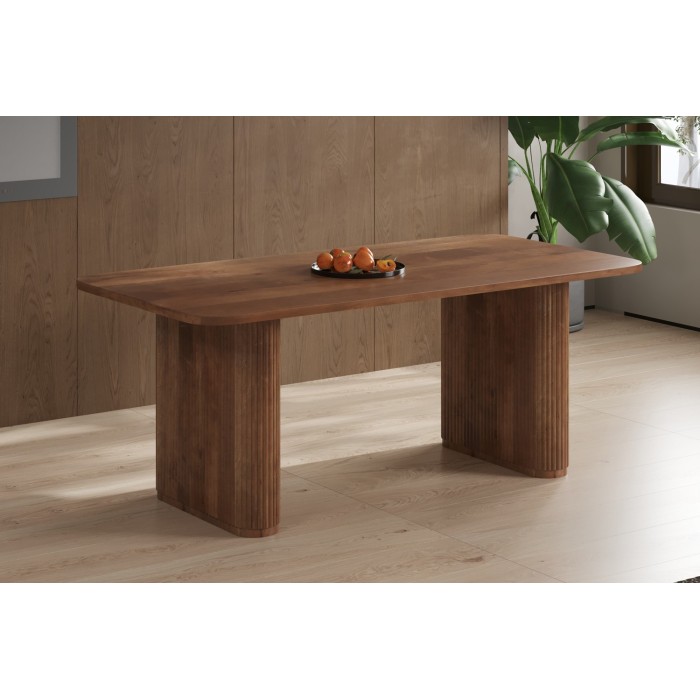 Table à manger TALVORA – 200 cm – Bois de manguier massif – Style contemporain – Finition naturelle robuste 