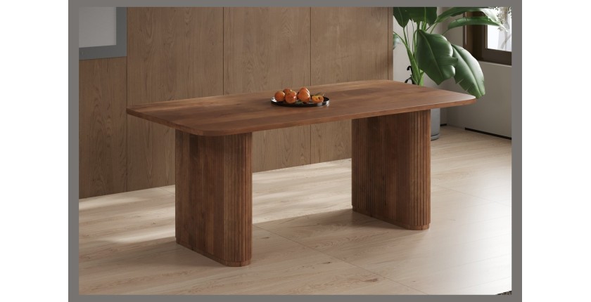 Table à manger TALVORA – 200 cm – Bois de manguier massif – Style contemporain – Finition naturelle robuste 