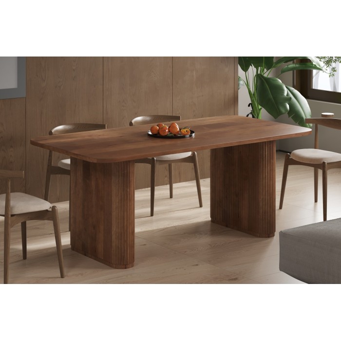 Table à manger TALVORA – 200 cm – Bois de manguier massif – Style contemporain – Finition naturelle robuste 