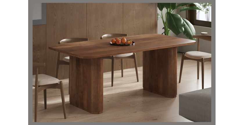 Table à manger TALVORA – 200 cm – Bois de manguier massif – Style contemporain – Finition naturelle robuste 