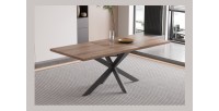 Table extensible KALVANO – 160 à 200 cm – Chêne foncé – Plateau 40 mm – Design contemporain 