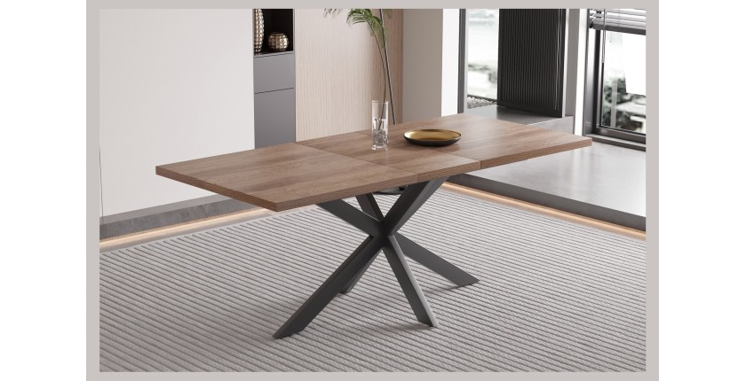 Table extensible KALVANO – 160 à 200 cm – Chêne foncé – Plateau 40 mm – Design contemporain 