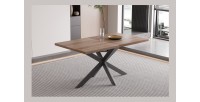 Table extensible KALVANO – 160 à 200 cm – Chêne foncé – Plateau 40 mm – Design contemporain 